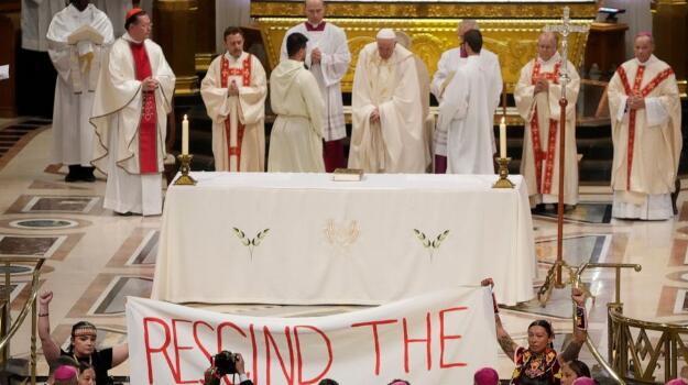 ‘Rescind the Doctrine’ protest greets pope in Canada