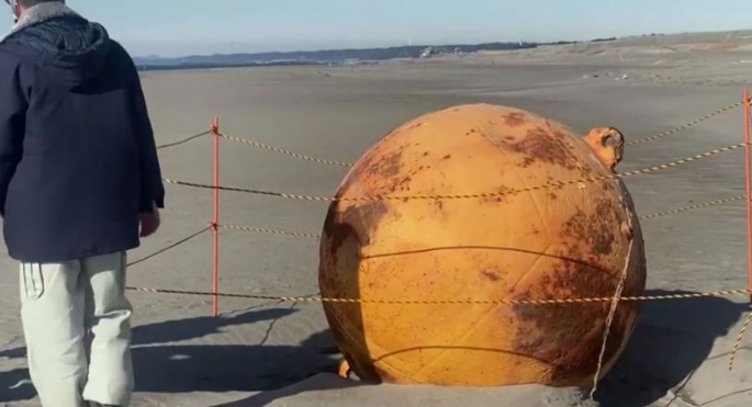 Mystery sphere washes up on beach