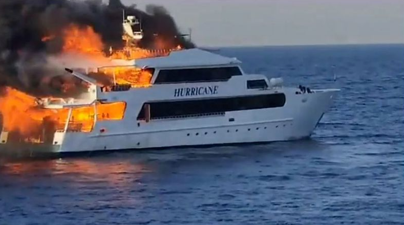 Three British tourists missing after Egypt boat catches fire with 27 people on board